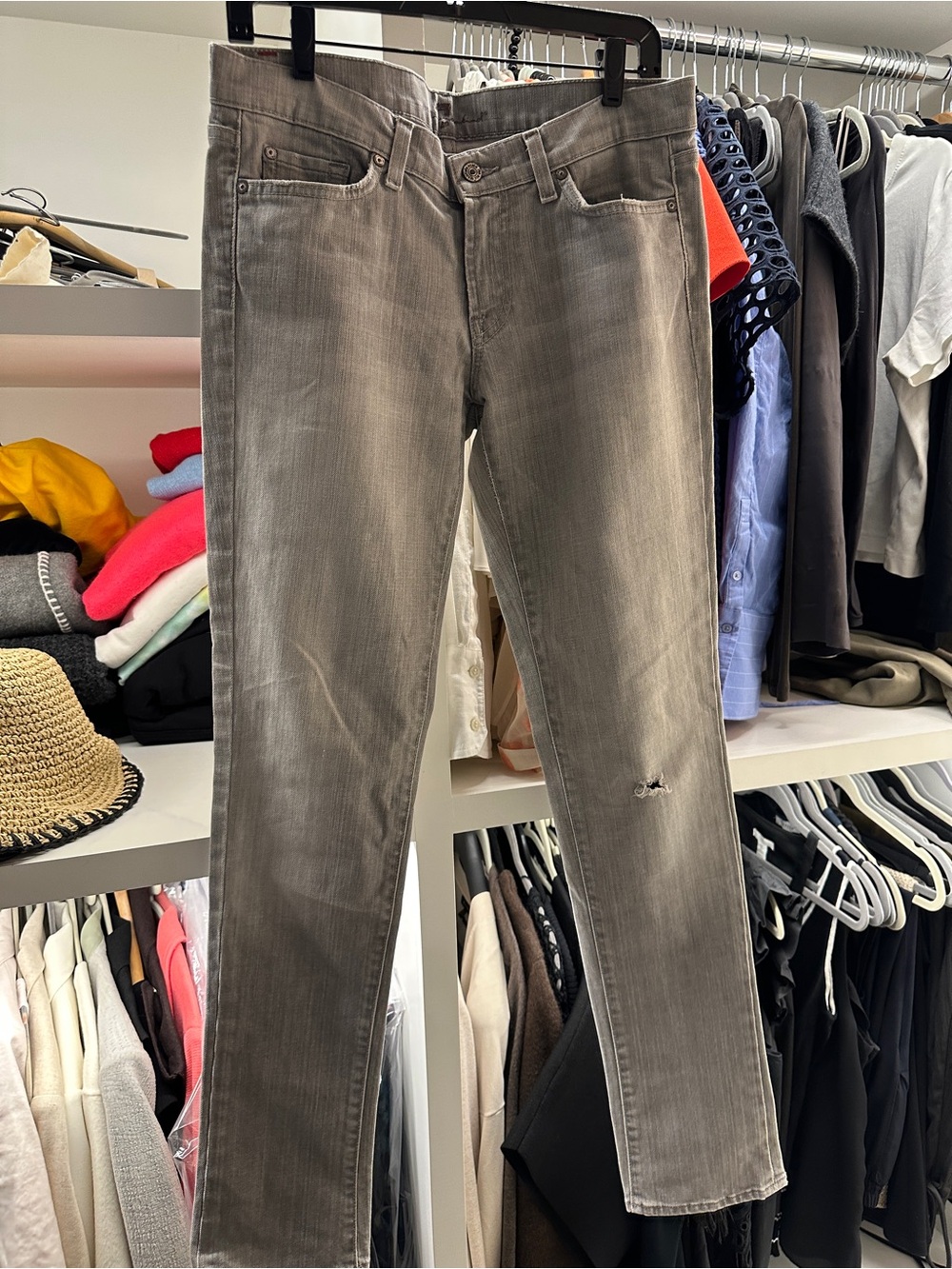 7 For All Mankind Gray Skinny Jeans